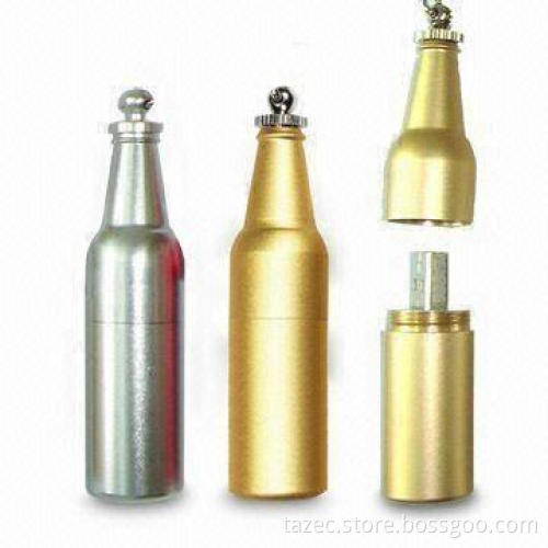Bottle-shaped USB Flash Drive with Keychain, Supports Plug-and-play Function